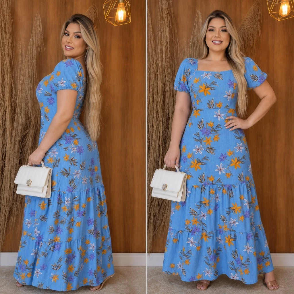 Vestido Longo Evangélico Feminino Comportado para Igreja Dia a Dia Passeio Elegante — imagem 1