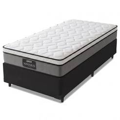 Cama Box Solteiro Colchão Molas Ensacadas Pillow Top Maximus 88x188x67cm Cinza / Preto Gazin - Supor