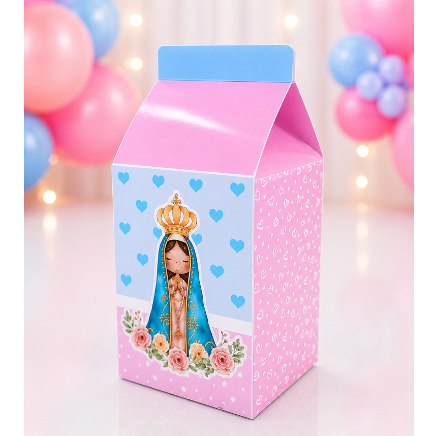 Caixa Milk Nossa Senhora Aparecida Personalizada | Lembrancinha Religiosa | Festa Católica | Batizado | Primeira Comunhã