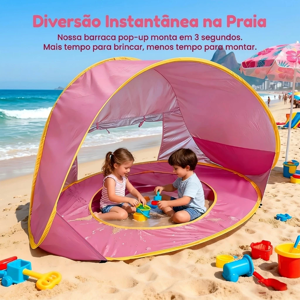 Barraca Infantil de Praia Pop-Up Portátil com Piscina e Proteção UV, para Bebês e Crianças, Brincadeiras ao Ar Livre