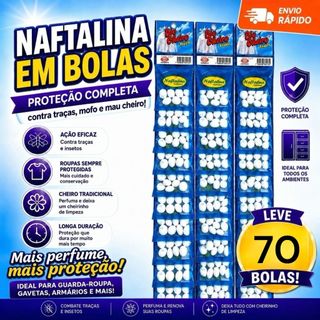 NAFTALINA BIO CHEIRO TIRA COM 10 PACOTES 150G