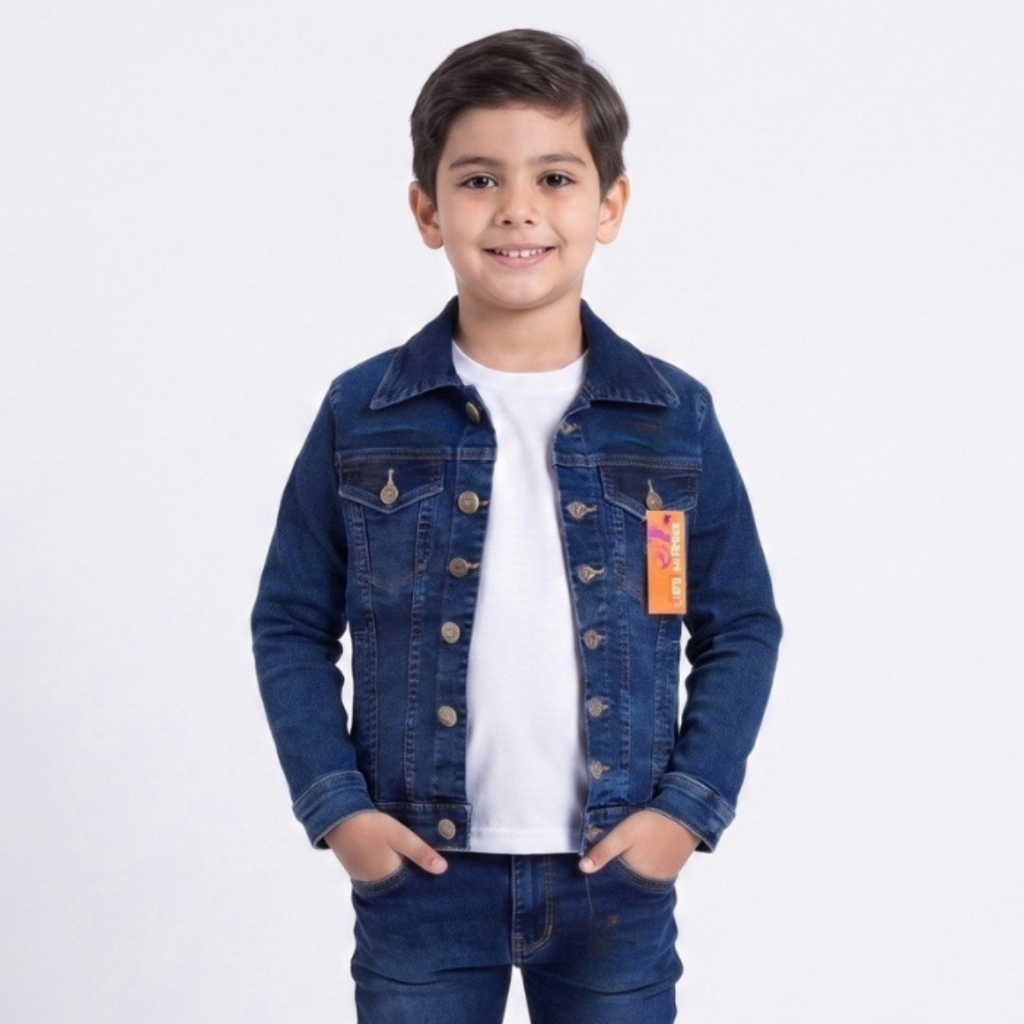Jaqueta Jeans Infantil Menino Com Lycra Premium (10 a 16 Anos)