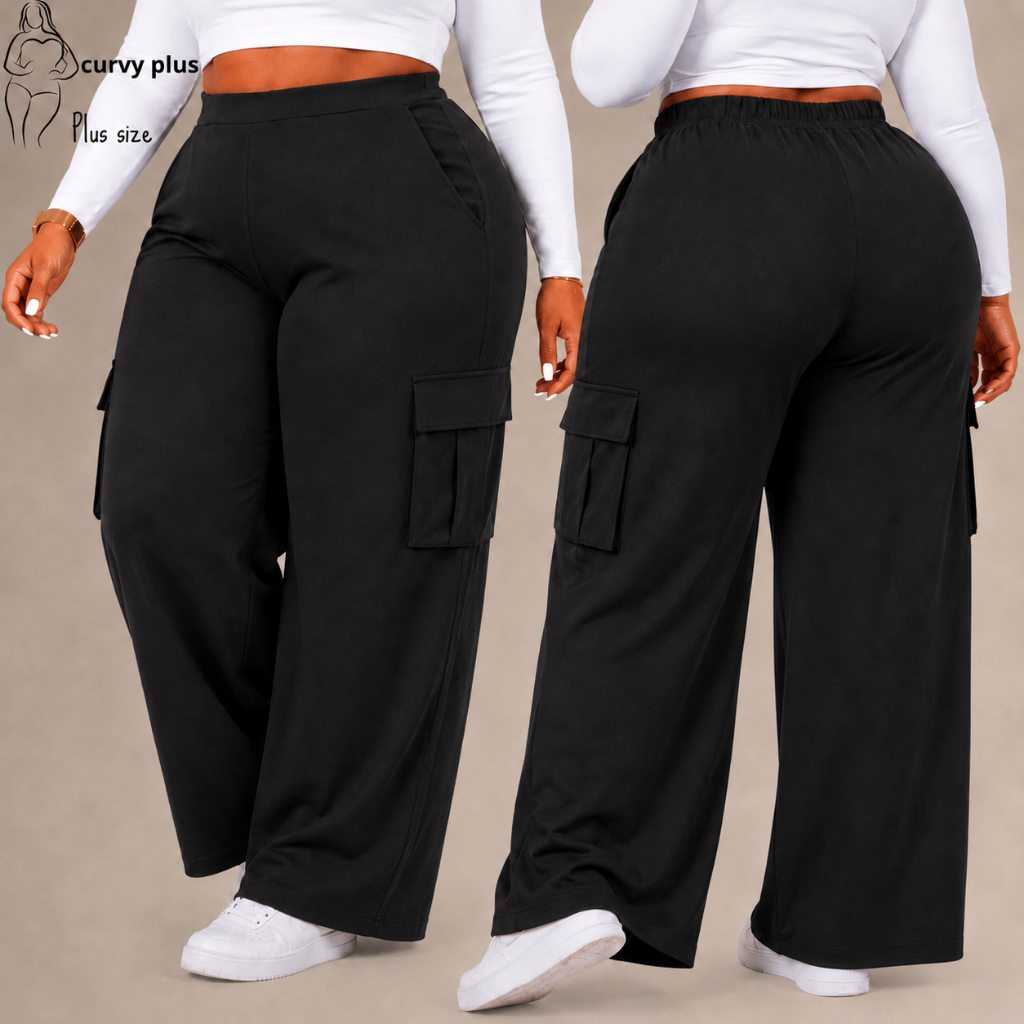 Calça Cargo Plus Size Calça Cargo Alfaiataria Feminina Calça Plus Size Feminina Calça Cintura Alta Plus Size