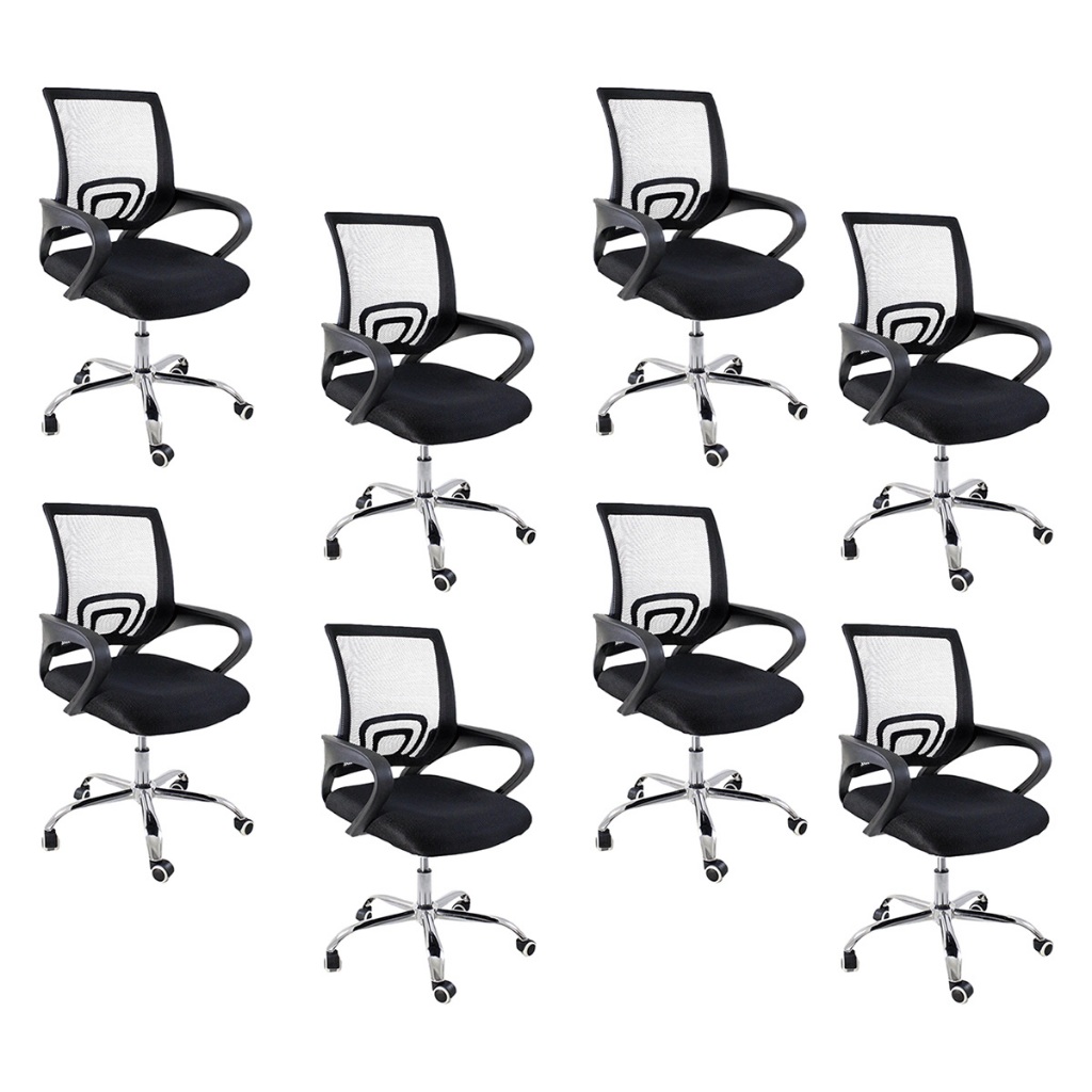 Kit 6 Cadeiras de Escritório Begônia Ergonômica Tela Mesh Apoio Lombar Ajuste de Altura Giratória 120kg