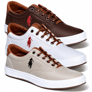 Kit 3 pares de tenis masculino Casual da polo Open original Confortável Cores variadas