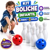 Boliche infantil com 6 pinos e 2 bolas