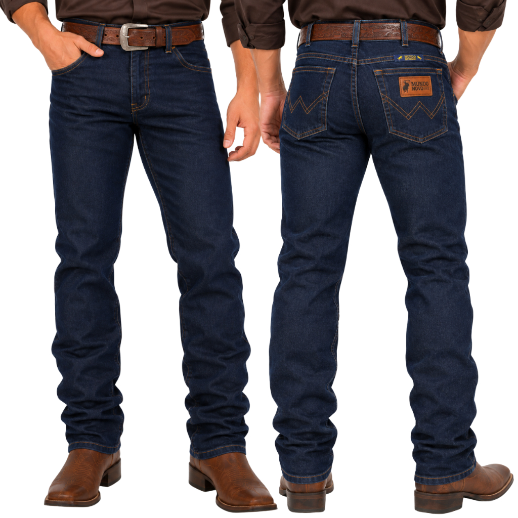 Calça Jeans Country Masculina Cowboy Com Lycra Reforçada Corte Reto Tradicional