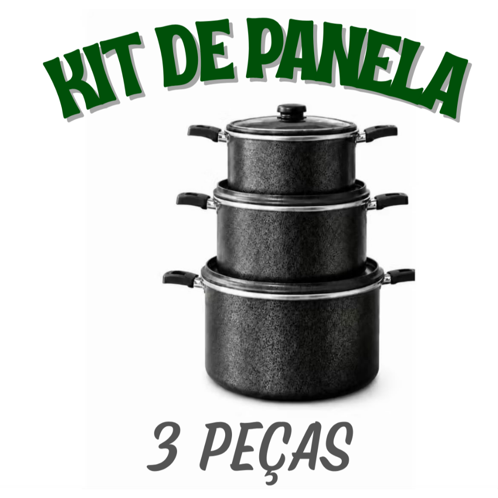 Jogo de Panela 3 Peças Conjunto Kit Caçarola N16-18-20