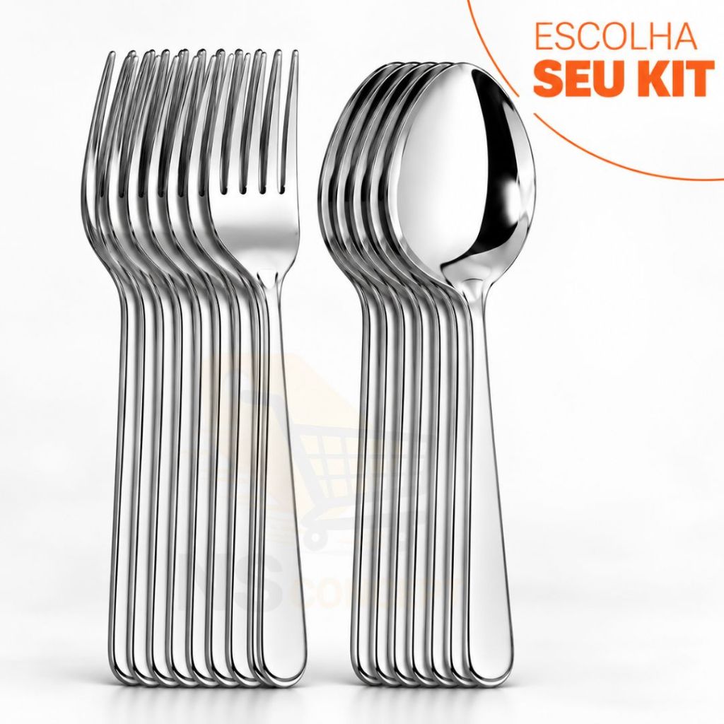 Kit 24/36/48/60 Ou 72 Talheres Aço Inox Garfos + Colheres Mesa Jantar Cozinha Refeição Resistentes