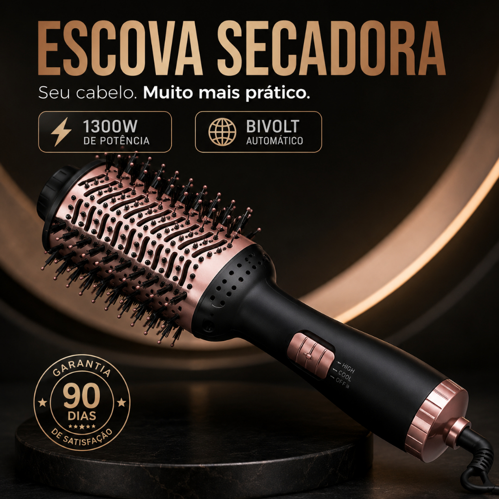 Escova Secadora Profissional Cabelos Modelador Bivolt 1300w Secagem Rapida