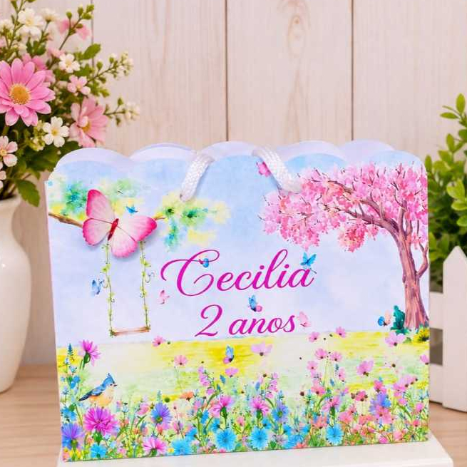 Sacolinha jardim das borboletas personalizada borboleta 3D lembrancinha /mimo/pegue e monte