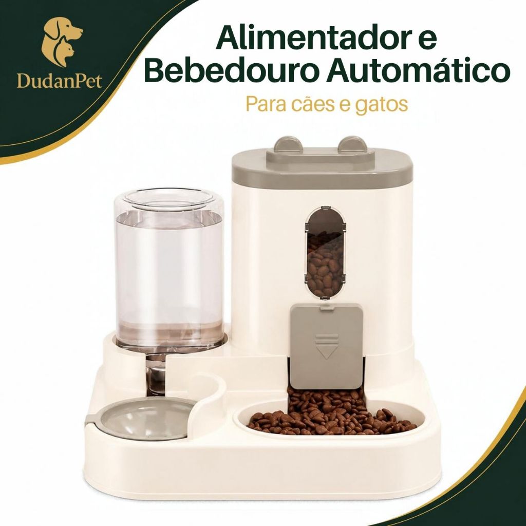 Bebedor e Comedor Alimentador Automático 2 em 1 Gatos e Cães. Controle de Quantidade + Brinde
