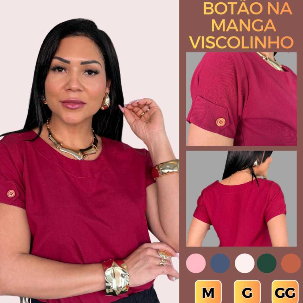 Blusa Feminina em Viscolinho Manga Curta Soltinha Casual Confortável M ao GG