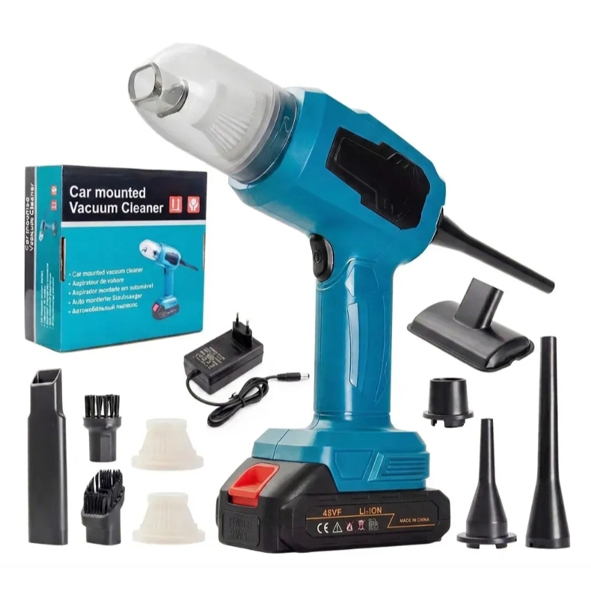 Aspirador Automotivo 4 em 1 Sem Fio 48V 3000mAh – Portátil e Multifuncional para Limpeza de Carro