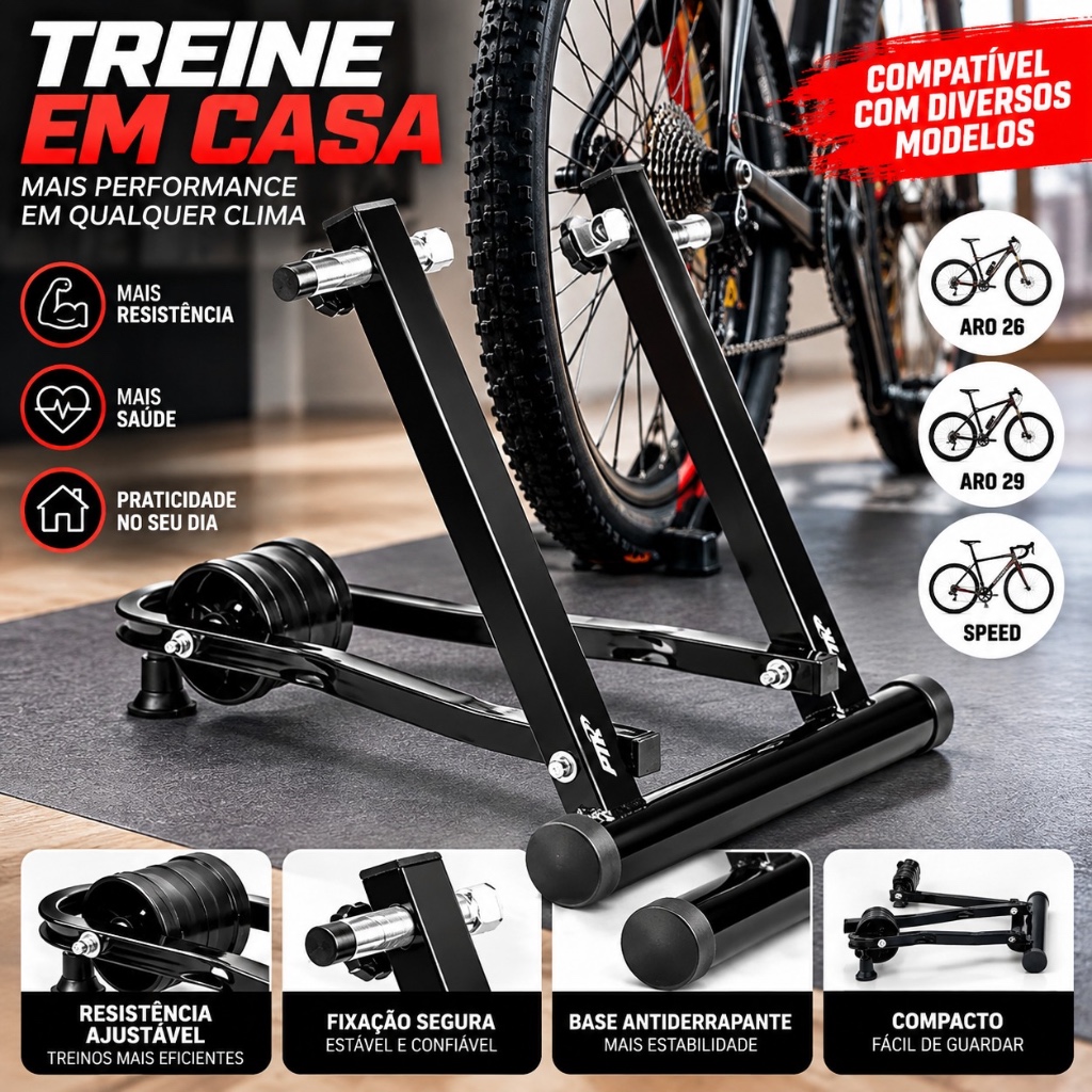 Rolo De Treino Para Ciclismo Mtb Urban Speed Ergométrico Dobrável