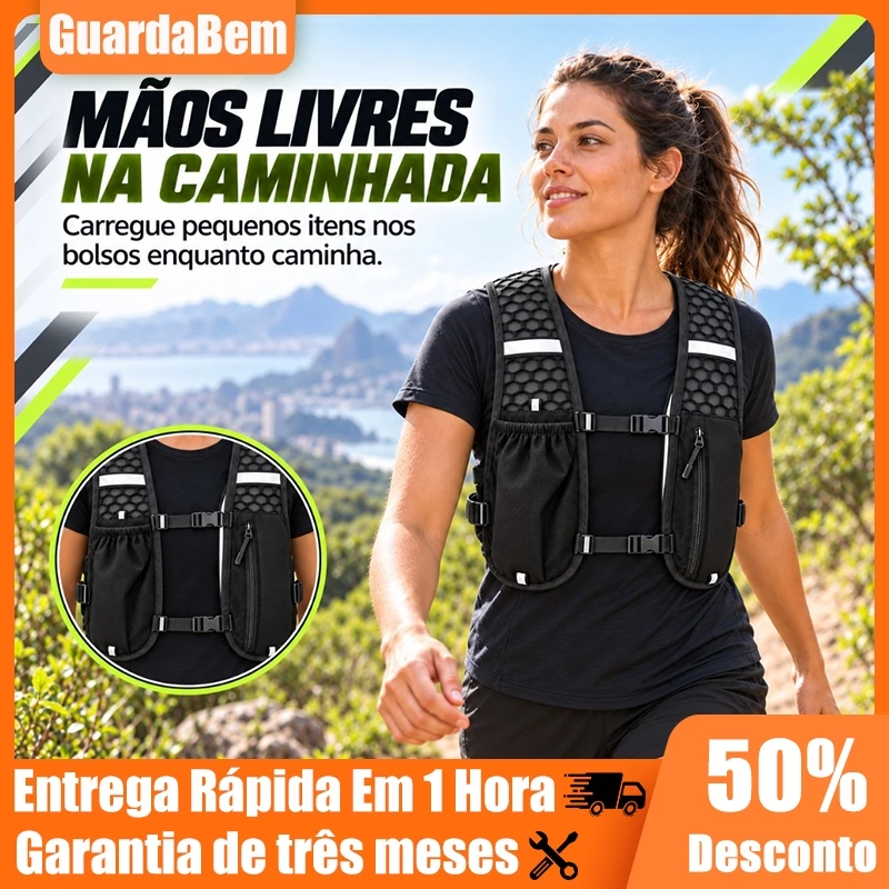 Colete Mochila Leve e Respirável para Corrida e Trekking Faixas Refletivas Mochila Casual de Esporte — imagem 1