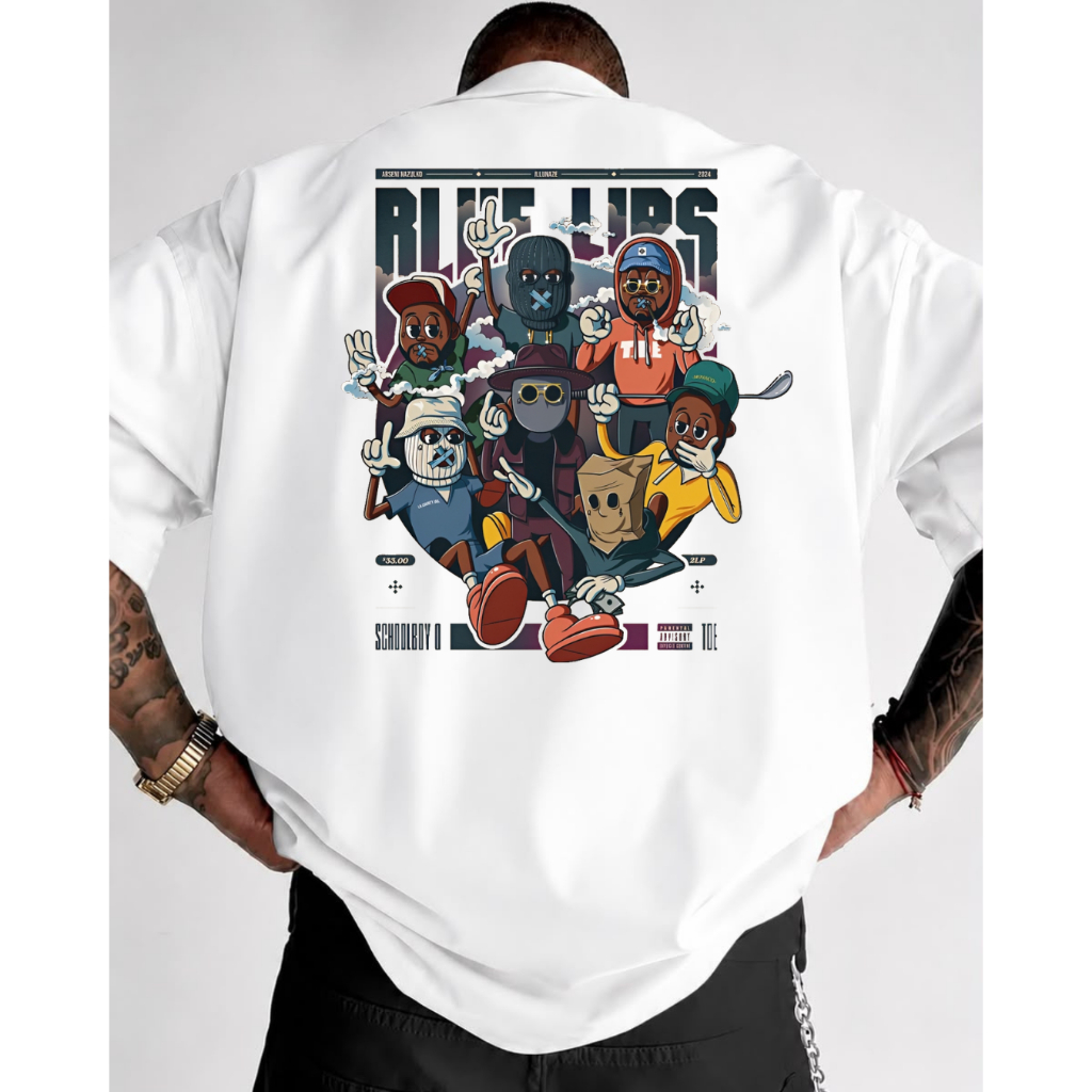 Camisa camiseta Basica masculina 100% Algodão estampada MENINOS GANGSTER Blue LIps Moda Masculina Verão Leve Confortavel