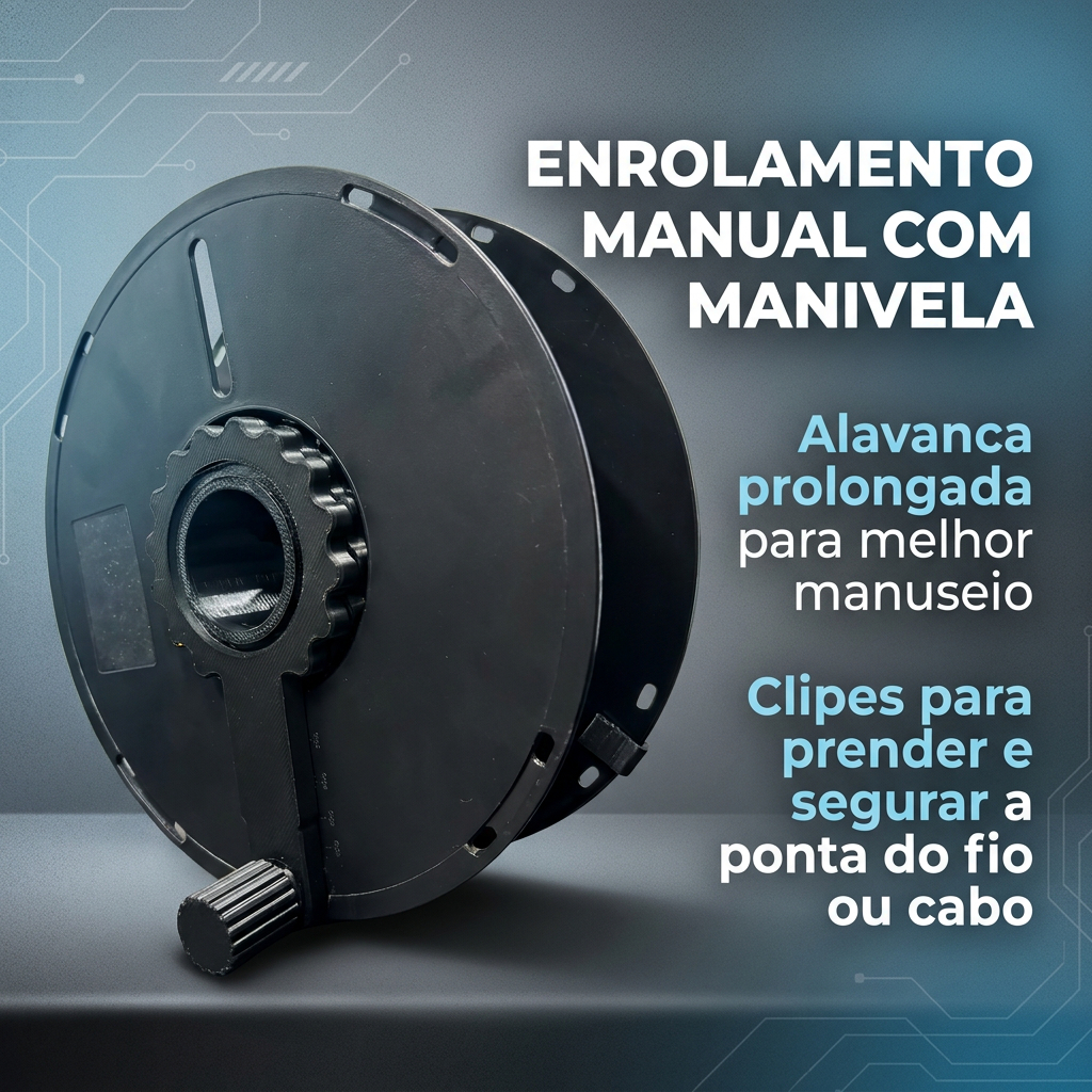 Organizador de Cabos e Extensões com Manivela Enrolador Manual de Fios Portátil - DG SHOP