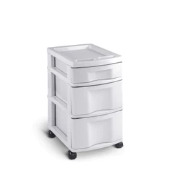 Gaveteiro Organizador 3 Gavetas Branco com Rodinhas Multiuso para Quarto Escritório