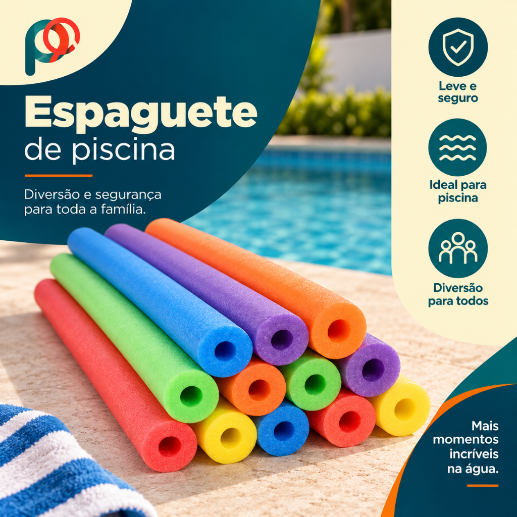 Kit Boia Macarrão Espaguete Flutuador Para Piscina Praia Flexível Versátil e Resistente
