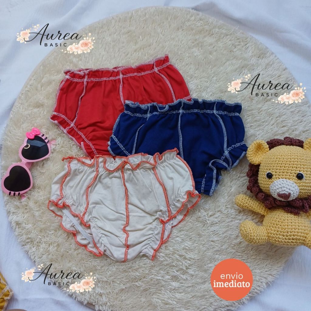 Kit 3 Calcinha Infantil Tapa Fralda Enxoval Menina Confortável Estampada Várias Estampas Shortinho Algodao