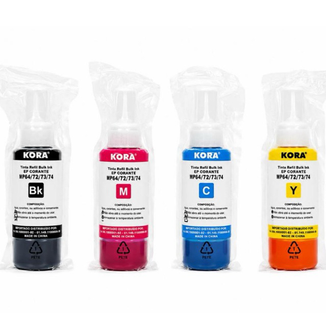 kit Refil 4x Tinta kora Compatível com Epson L220 L355 L365 L375 L380 L395 L396 NOVO LACRADO.
