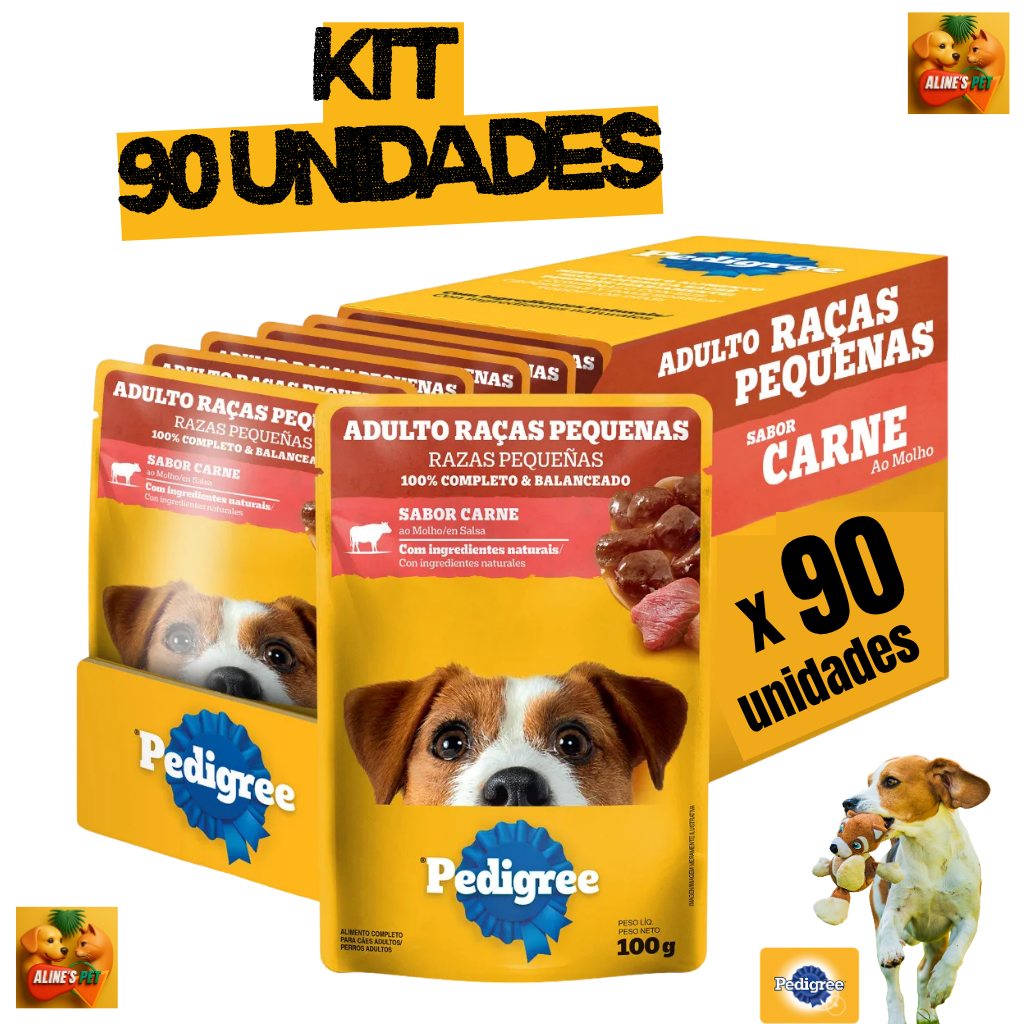 PEDIGREE SACHÊ DOG RAÇAS PEQUENAS CARNE 100G KIT 90 UND PROMOÇÃO