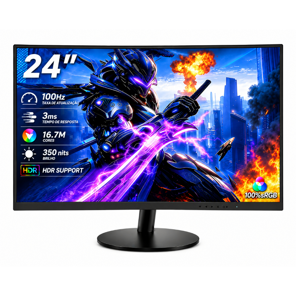 Monitor de jogos 24" IPS Gaming Monitor, FHD 1080P, 100Hz Refresh Rate, 3ms Response Time, Alto-falante embutido