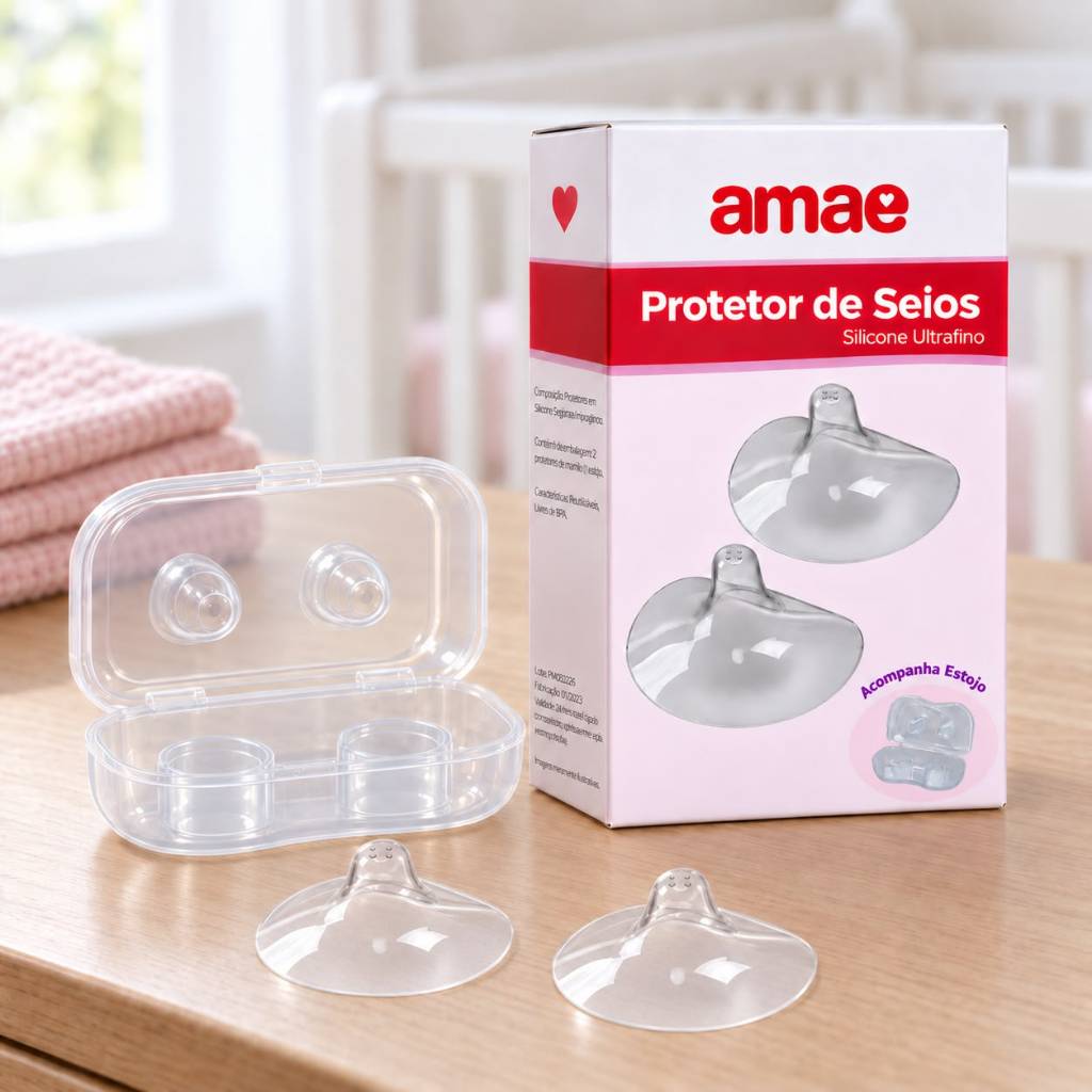 Bico Protetor de Mamilos Amae em silicone bico de seio amamentação 2 peças par Amamentação