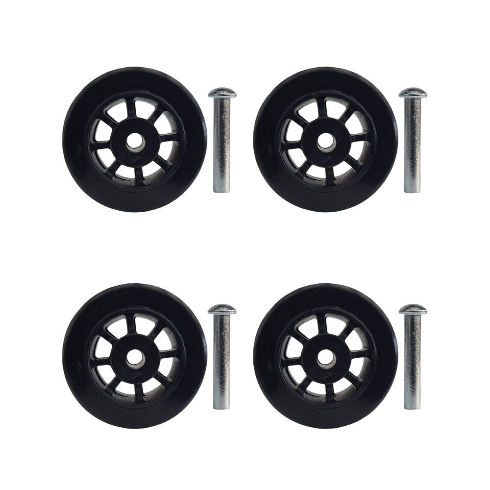 Kit 4 Rodas para Mala de Viagem 50x18x6mm com 4 Rebites para Reparo