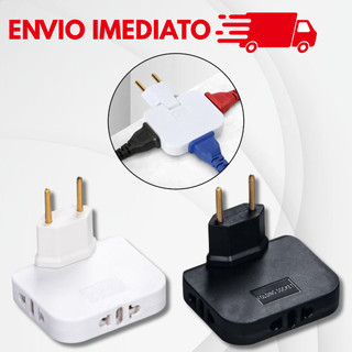 Adaptador de Tomada Flexível Articulado 3 Saídas 10A/250v 20A/250v Resistente preto e branco