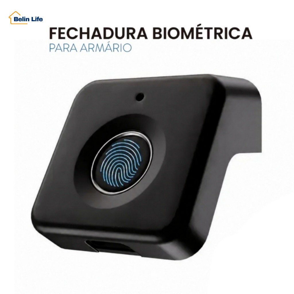 Fechadura Digital Biométrica para Armário com 10 Impressões, LED Tricolor e Alerta de Bateria