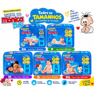 Fralda Turma da Mônica Baby Fraldas descartável,fraldas todos os tamanhos RN,P,M,G ,XG