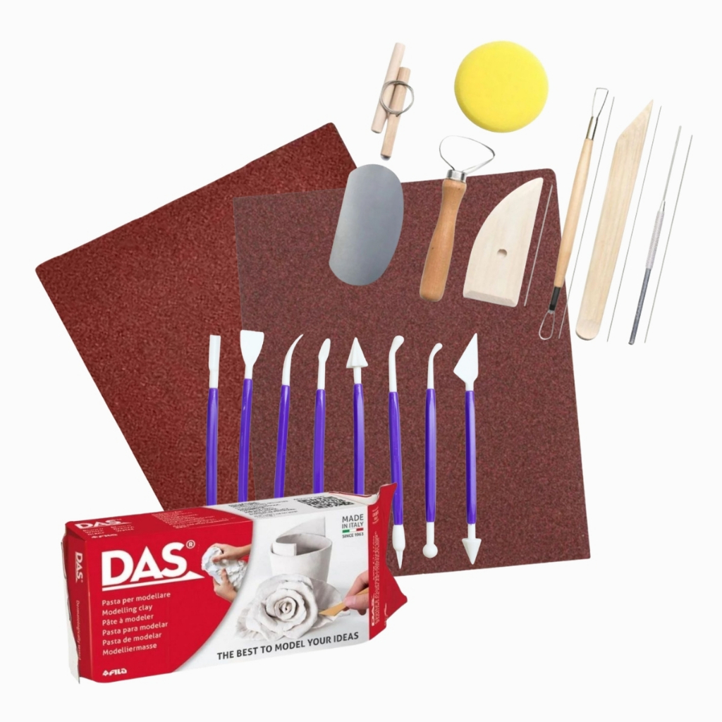 Kit Massa Cerâmica Fria DAS 500g + Ferramentas + Estecas + Lixas