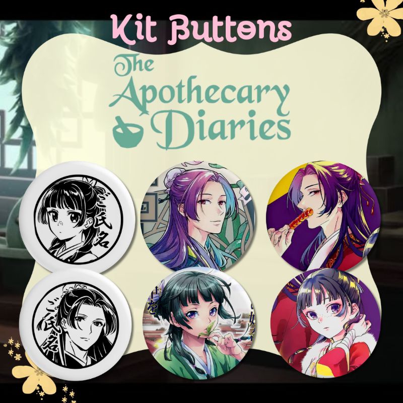 Kit 2 Buttons Diário de uma Apotecaria The Apothecary Diaries pin botton broche maomao manga anime