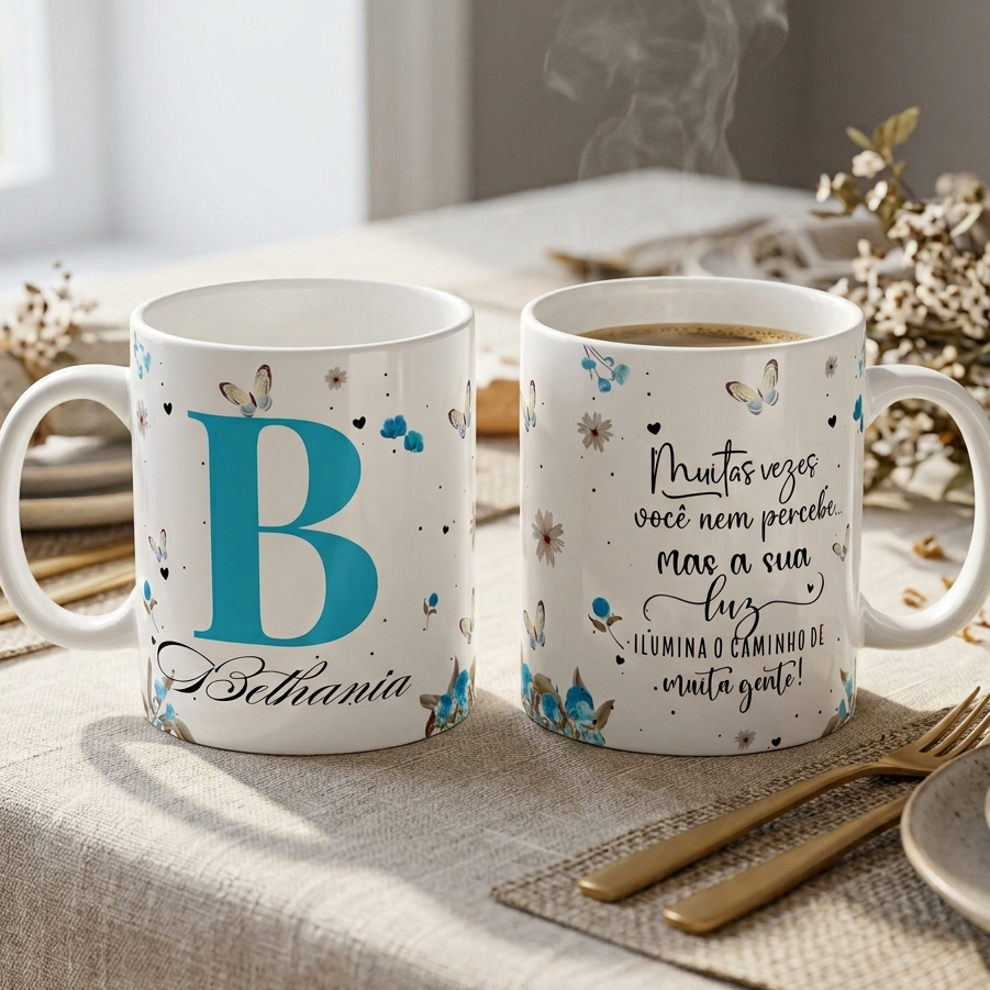 Xícara Com Personalizada com Nome Presente Porcelana Cerâmica Nome No Chat