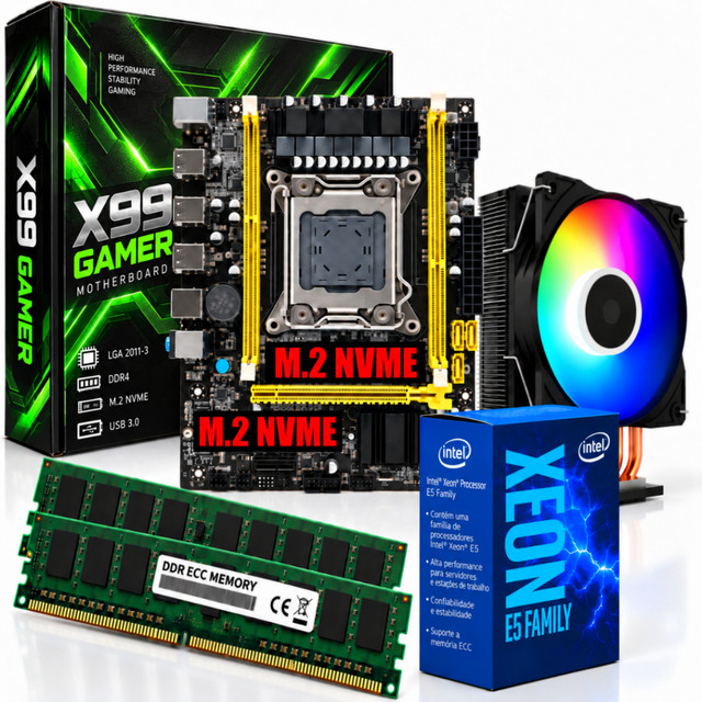 Kit Upgrade Gamer - Intel Xeon E5 24 Núcleos 3.5Ghz + Placa Mãe + 32GB RAM DDR4