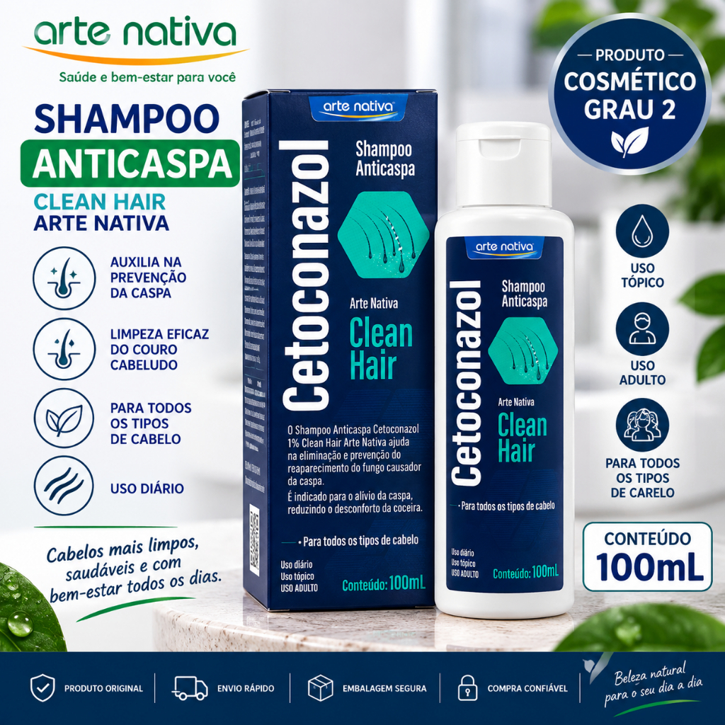 Shampoo Anticaspa Clean Hair Arte Nativa 100ml Cuidado Capilar