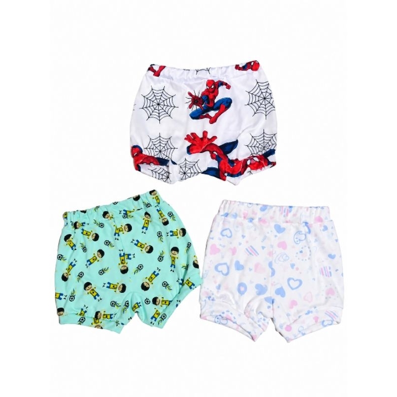 Shortinho Tapa Fralda Menina e Menino KIT 03 Infantil Bebê 0 a 6 Meses Estampado Sortido