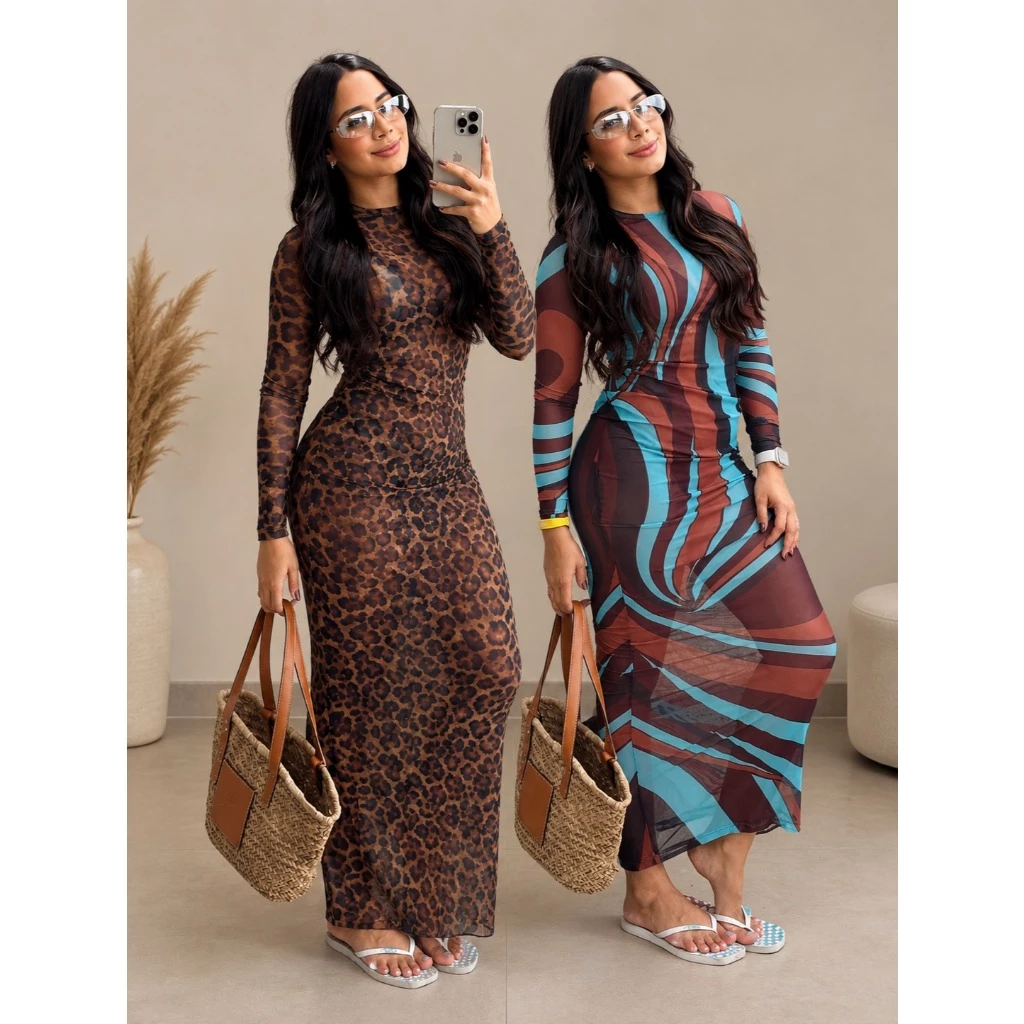 Kit Saída longa de Praia Feminina Tule Moda Praia Piscina Resort Estilo Blogueira — imagem 1