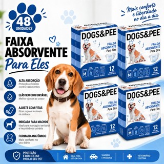 Fralda Descartável Higiênica Resistente Pet Cães Cachorro Dogs Care Macho 48 unidades Tamanho M