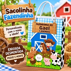 20 mini sacolinha surpresa 10x18 lembrancinha aniversário fazendinha vários modelos