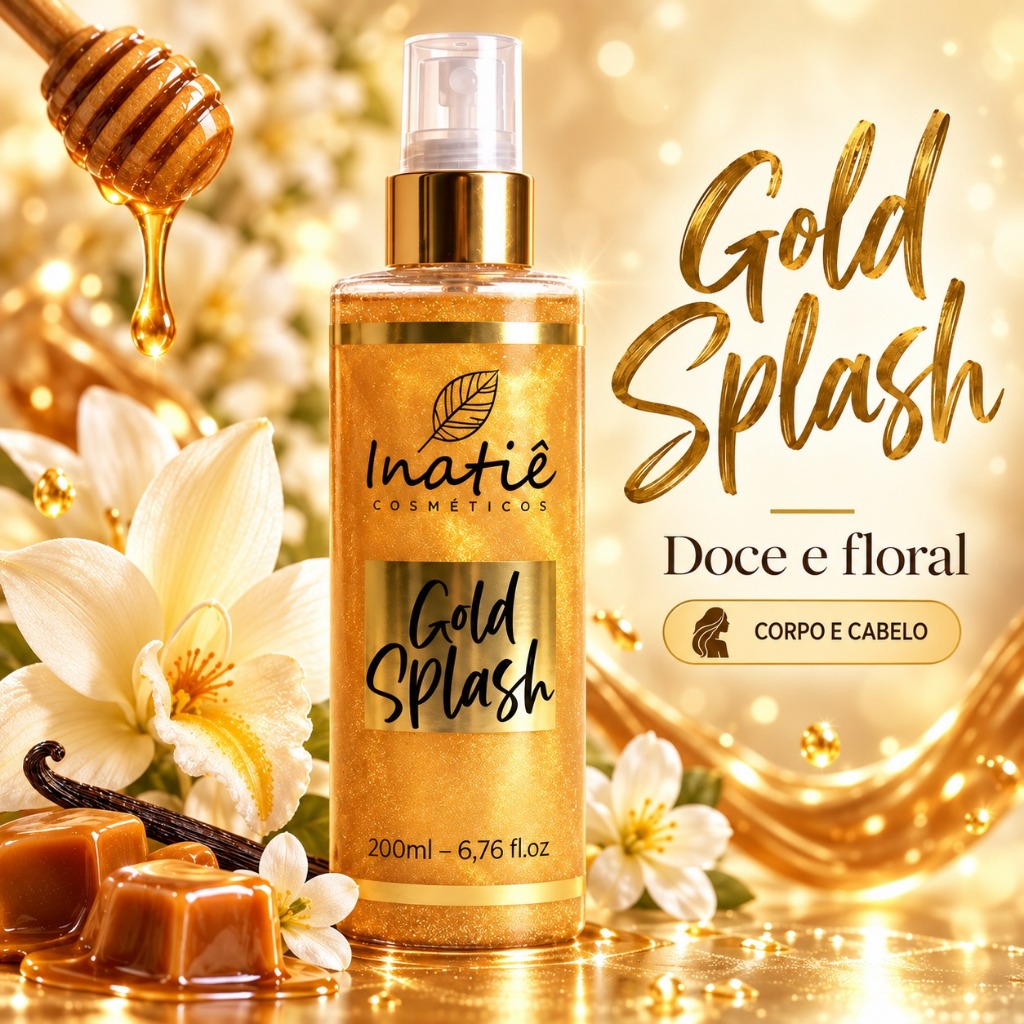 Body Splash Iluminador Feminino 200ml Perfume Brilho Corporal Capilar Longa Duração Glitter Durado