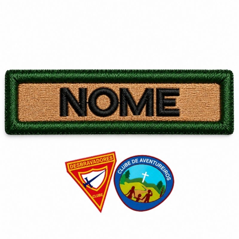 TIRA DE NOME CLUBE DESBRAVADORES E AVENTUREIROS, Nome + Clube + Desbravadores + Aventureiros + Bordado IASD