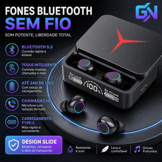 Fone De Ouvido Bluetooth 5.3 Hifi Estéreo M90 Pro Gamer Esportivo Touch Case Marisa Sem Fio