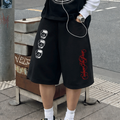Short Baggy Moletom Premium Masculino Estampado Oversized Streetwear Moda De Rua Urban Larga Solta Confortável Sportlife
