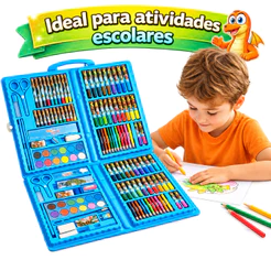 Maleta Estojo de Pintura Infantil Educativo Menino com até 86 Peças
