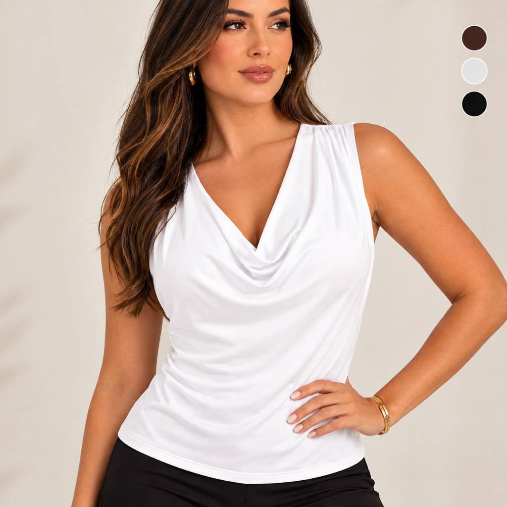 Blusa Feminina Regata Gola Boba Confortável Básico Elegante Suplex Premiun