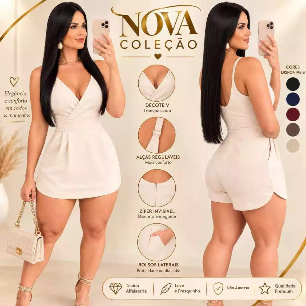 MACAQUINHO SHORT SAIA FEMININO ALFAIATARIA NOVA COLEÇÃO  [M.G.GG.EG.G1]