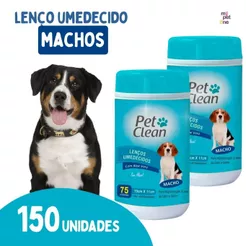 Kit 2 Lenços Umedecidos Macho Pet Clean para Cães e Gatos - 75 Unidades